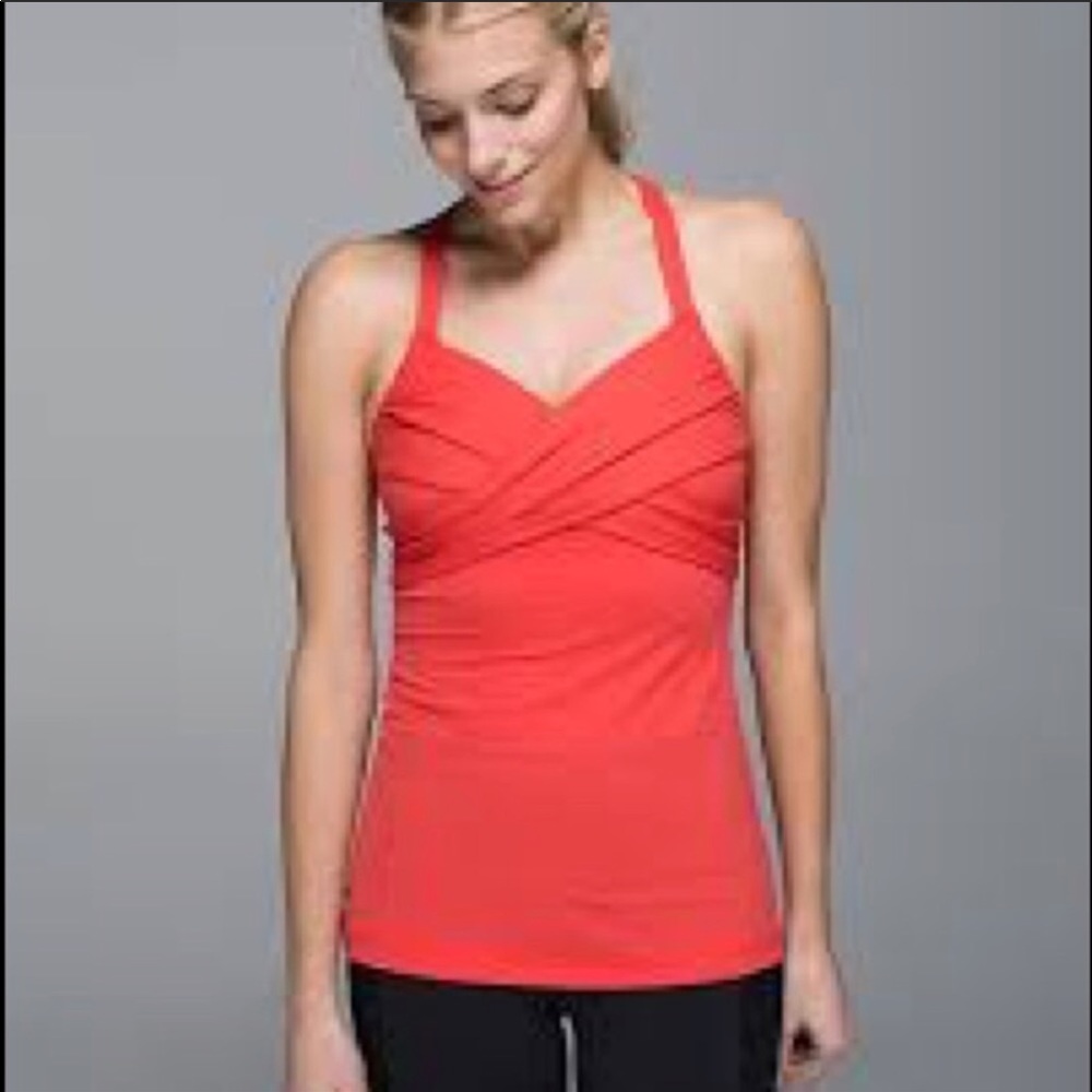 Lululemon wrap it up tank w/built in bra coral